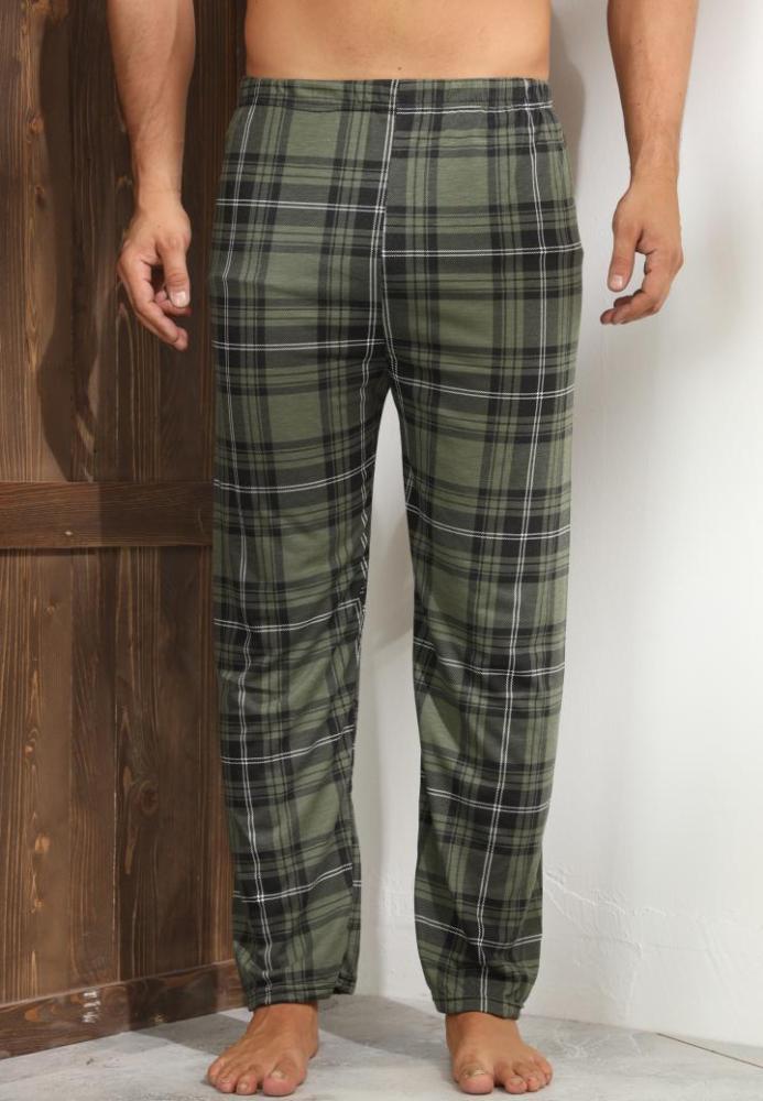 Pantaloni de Pijama ,Big Size ,Barbati ,Culoare Verde Inchis cu Alb,Engros